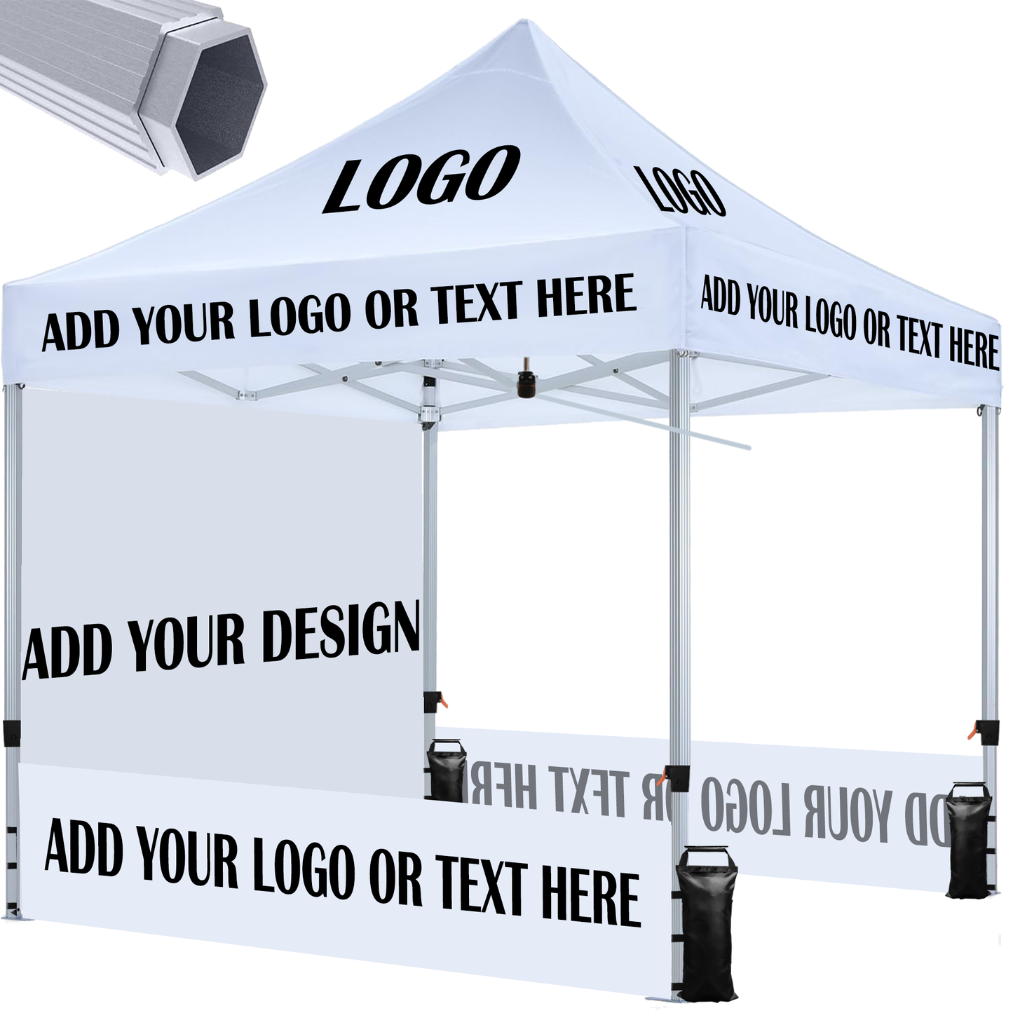 Sanway Custom Canopy Tent with Logo, Personalized Pop Up Event Tent for Trade Shows, Outdoor Parties, Business Advertising, and Custom Branding (1 Full Wall + 2 Half Side Wall)