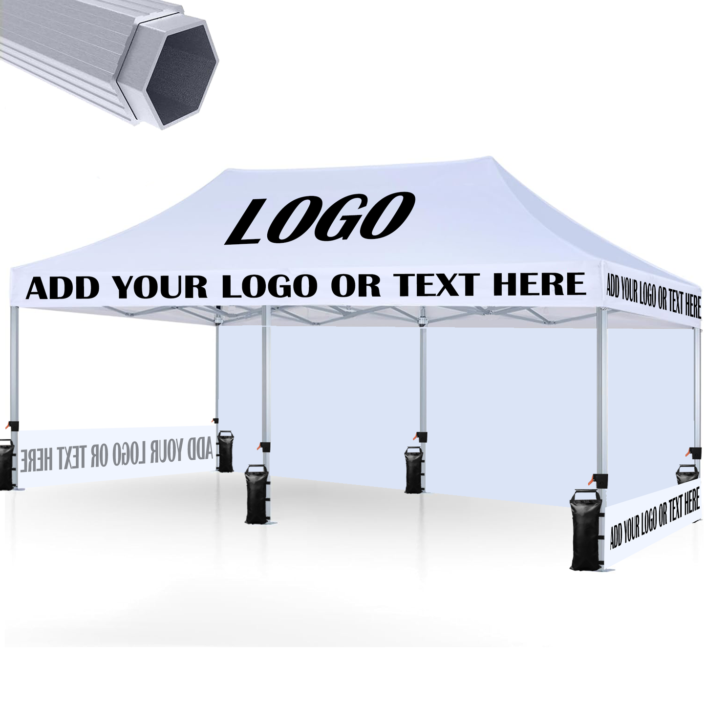 Sanway Custom Canopy Tent with Logo, Personalized Pop Up Event Tent for Trade Shows, Outdoor Parties, Business Advertising, and Custom Branding (1 Full Wall + 2 Half Side Wall)